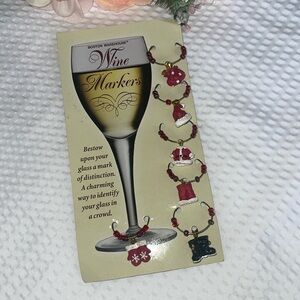 NEW NOB Boston Warehouse Christmas Wine Charms Markers Santa Themed Vintage